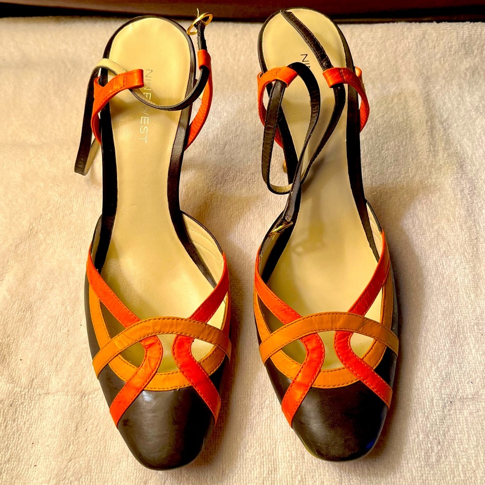 Nine West orange and brown heels size 11
